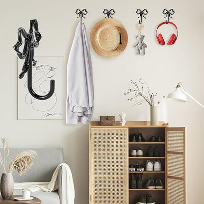 2 PCS Large Size Black Bow Wall Hook, Metal Hooks, Bow Room Decor Hooks - Image 7