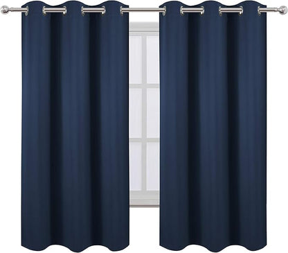LEMOMO Navy Blue Thermal Blackout Curtains/38 x 63 Inch/Set of 2 Panels Room - Image 2