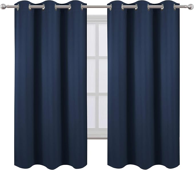 LEMOMO Navy Blue Blackout Curtains 42 x 63 Inch Length/Set of 2 Curtain - Image 2