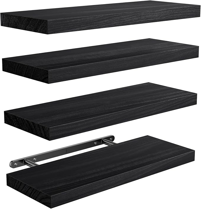 AMADA HOMEFURNISHING Floating Shelves, Paulownia Wood Wall Shelves by AMADAHOMEFURNISHING