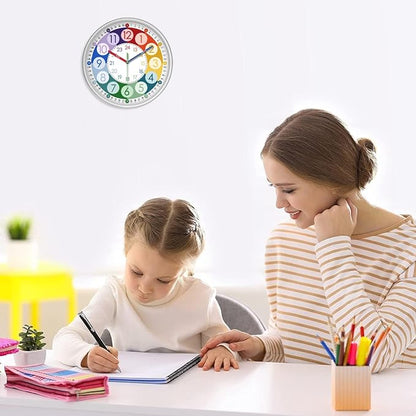 XFM Learning Clock for Kids 12 Inch Colorful Teaching Time Wall Clocks Battery - Image 3