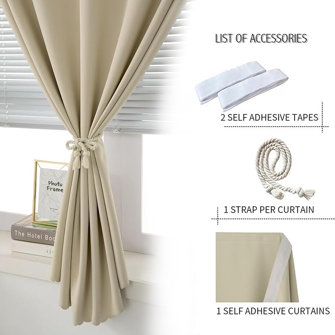 Portable Light Blocking Curtains Self-Stick Design, Removable Adhesive Window - Image 6