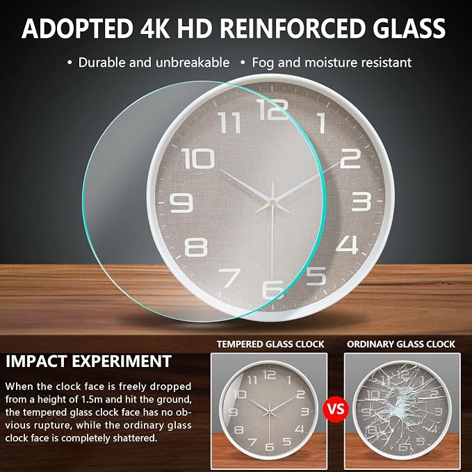 Modern Wall Clocks Battery Operated, 12 inch Silent Non Ticking Analog Clock - Image 5