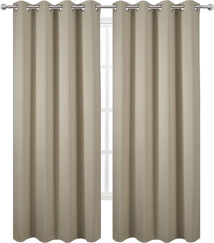 LEMOMO Blackout Curtains 52 x 84 Inch Long Beige Curtains Set of 2 Panels Room - Image 2