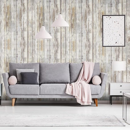 Arthome 11x100'' Gray Rustic Wood Contact Paper Peel and Stick Self-Adhesive - Image 2