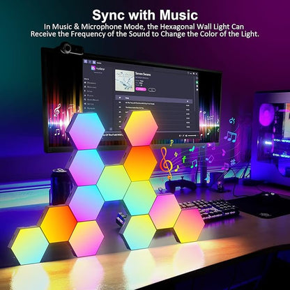 OJQ 12 Pack Hexagon Lights Wall RGB Panel - Image 4