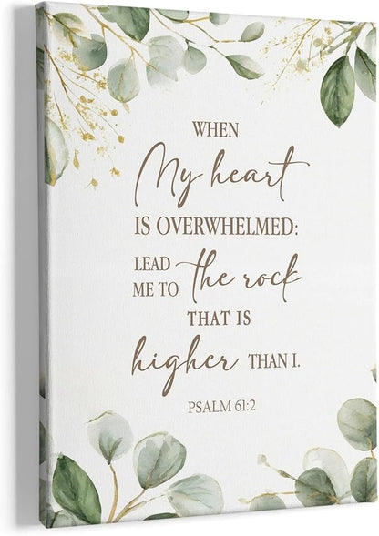 HIWX Christian Bible Verses Wall Decor, When My Heart Is Overwhelmed Religious by HIWX