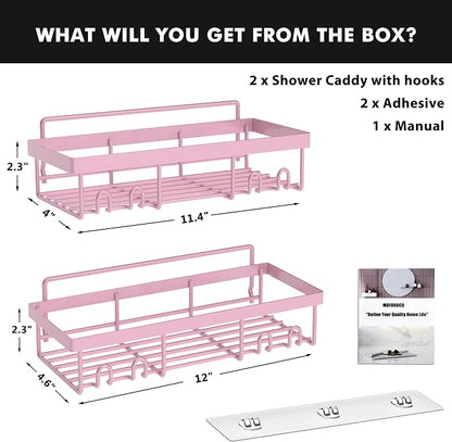 Moforoco Shower Caddy Shelf Organizer Rack, Self Adhesive Black Bathroom - Image 6