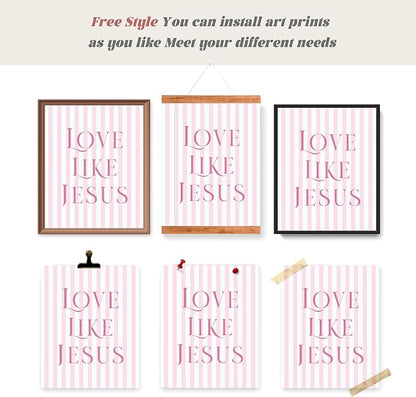 LARTSFRO Coquette Pink Bow Jesus Wall Art Decor Posters, Light Pink Bow - Image 4