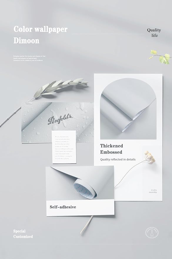 Dimoon 236''x17.7'' Grey Peel and Stick Wallpaper Contact Paper Modern Self - Image 4