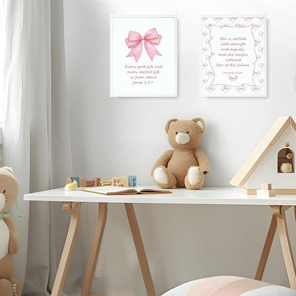 LARTSFRO Coquette Pink Bow Jesus Wall Art Decor Posters, Light Pink Bow - Image 7