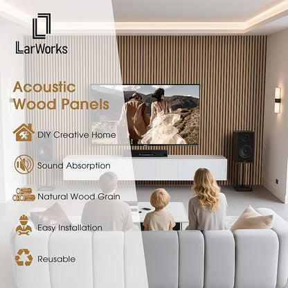 Wood Slat Wall Panels 4 Pack 94.5" x 7.9", Acoustic Wooden Panel - Image 2