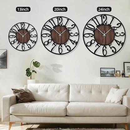 Maxstar Large Round Wall Clock for Living Room Decor Battery Operated Non - Image 3