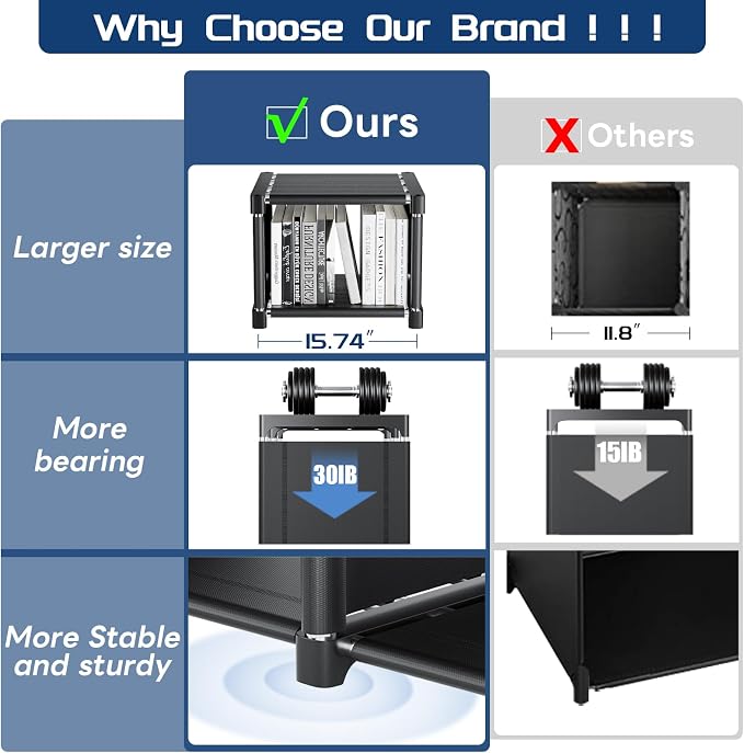 Mavivegue Bookcases: Black Cube Book Shelf, 10 Cube Tall Storage Organizer - Image 5