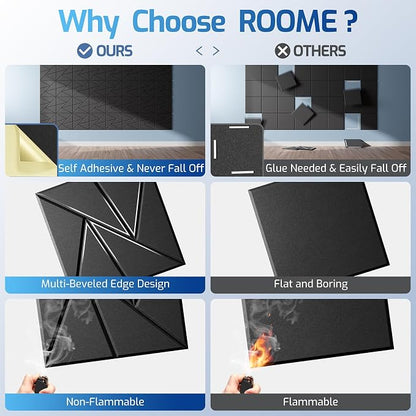 8 Pack Acoustic Panels with Self-Adhesive, Sound Panels High Density, - Image 2