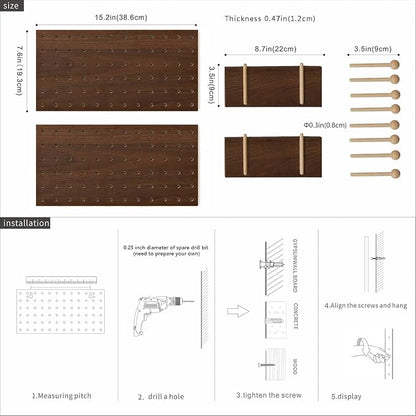 Wooden Pegboard Modular Display Organization Storage Wall Hooks Shelf - Image 6