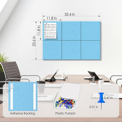 MaxGear Large Cork Board for Wall 36" x 24", 6 Pack Felt Wall Tiles - Image 4