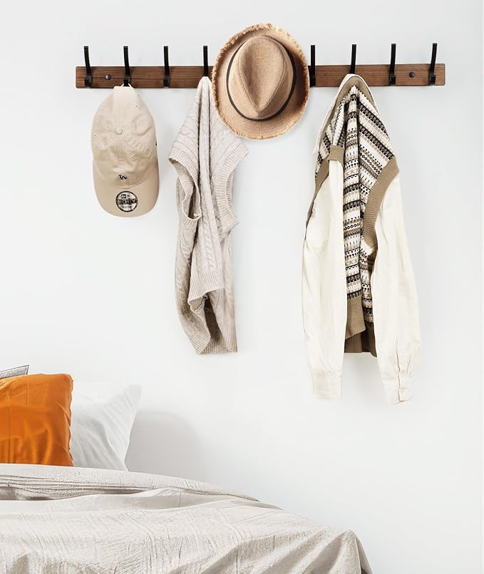Optish Coat Rack Wall Mount, 16.5 Inches Wood Coat Hooks, Wall Hooks - Image 5
