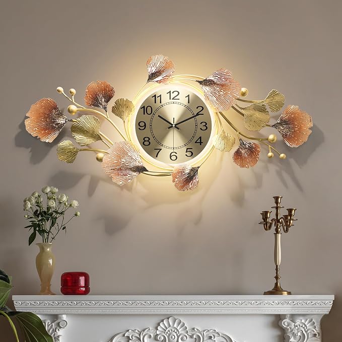 Modern 35''x20'' Metal Wall Clock Featuring a Silent Movement and Creative by HEBOIXHOMEDECOR