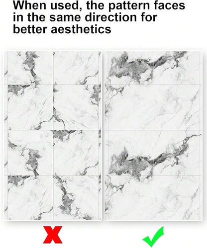 Chejiaye 10pcs Marble Peel and Stick Backsplash Waterproof Washroom Wall Panels - Image 9