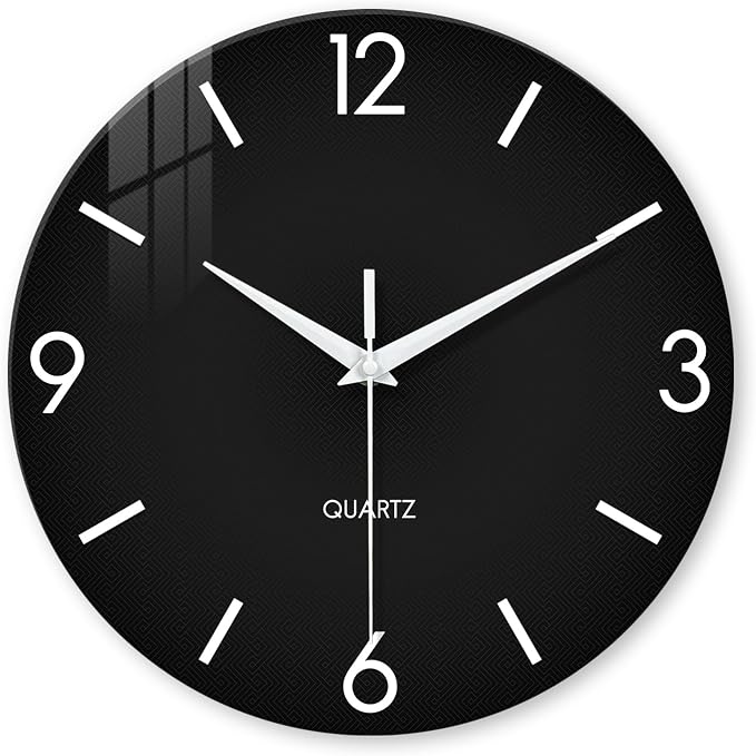XFM Black Simple Wall Clock14 Inch Kitchen Wall Clocks Battery Operated by XFMWallClock