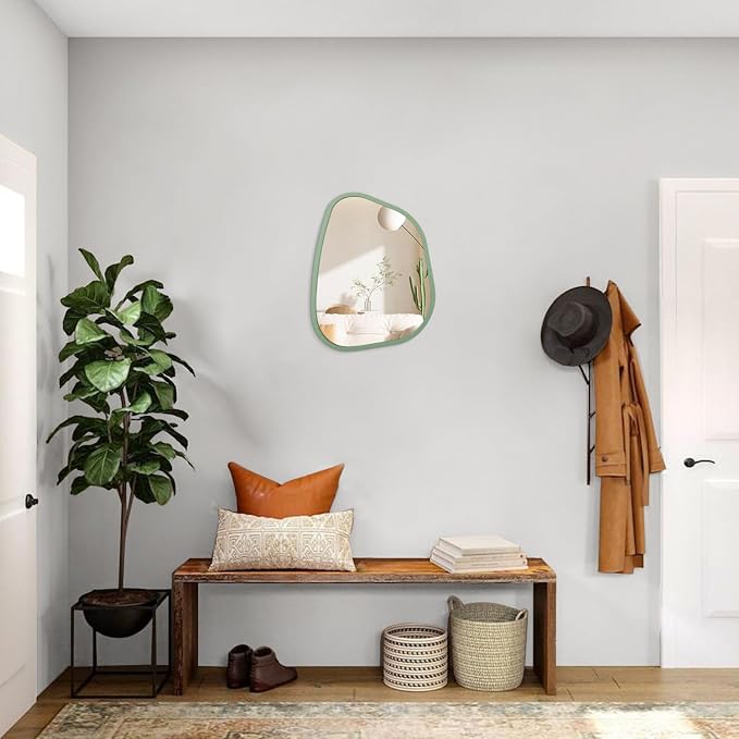 Asymmetrical Mirror for Wall Irregular Accent Wood Frame Modern Unique Wall - Image 5
