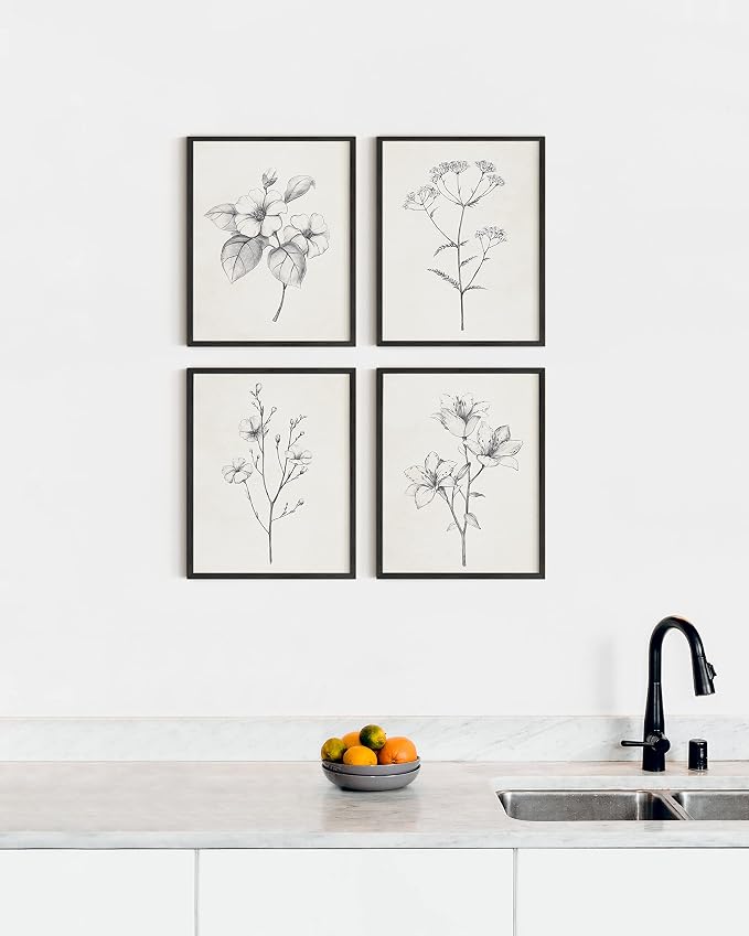 HAUS AND HUES Grey Floral Wall Art - Image 4