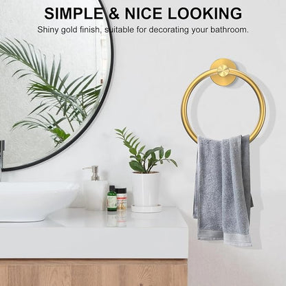 SetSail Towel Holder for Bathroom Wall Gold Towel Ring Stainless Steel Hand - Image 6