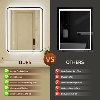 32x40 Inch Black Framed LED Bathroom Mirror - Image 6