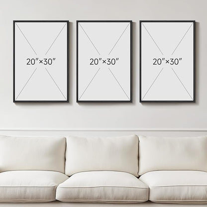 Large Framed Neutral Modern Abstract Wall Art, 3 Piece Black and Beige Canvas - Image 4