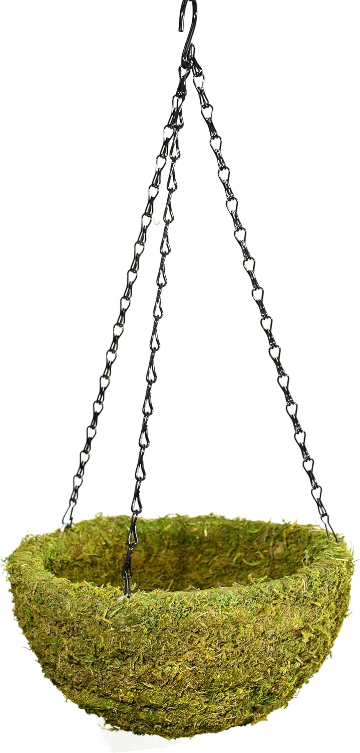 SuperMoss (29202) MossWeave Hanging Basket - Round, Fresh Green, Small (12.5 Diameter)"