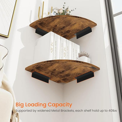 Homode Corner Shelf Wall Mount, 12 Inch Wood Floating Corner Shelves - Image 5
