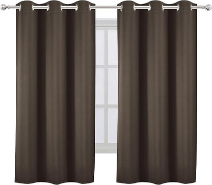 LEMOMO Chocolate Brown Blackout Curtains 40 x 63 Inch Length/Set of 2 Curtain - Image 2