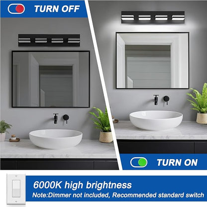 IZORRO LED Modern Bathroom Lights Fixtures, Matte Black Acrylic Wall Lighting - Image 5