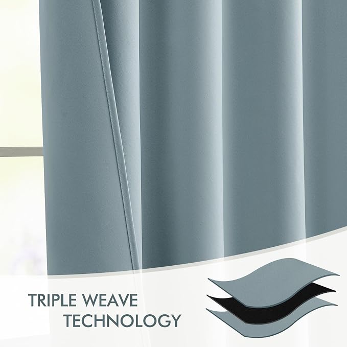MIULEE Slate Blue Back Tab Blackout Curtains 108 Inch Long 2 Panels Set - Image 7