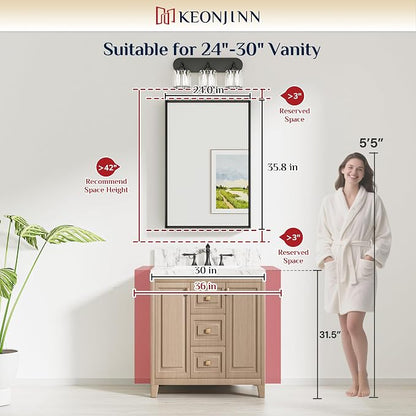 Keonjinn 24 x 36 Inch Brushed Nickel Bathroom Mirrors - Image 5