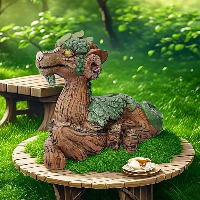 Funny Dragon Planter, Resin Animal Planter, Dragon Statue Outdoor, Dragon Figurines, Unique Succulent Pots with Drainage Hole, Dragon Yard Decor for Outside Lawn Patio Patio Yard Ornament Gifts (B)