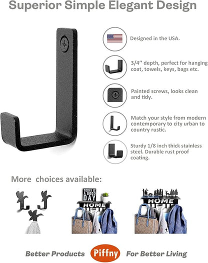 Piffny 6 Pack Heavy Duty Steel Essential Style Wall Hooks - Image 2