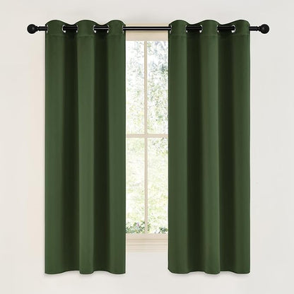 NICETOWN Dark Green Blackout Cafe Satin Curtains by NICETOWN