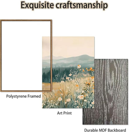 KISSFOX 3 Piece Framed Wall Art Floral Wall Decor Landscape Pictures Mountain - Image 5