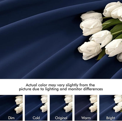 MIULEE Navy Blue Back Tab Blackout Curtains 90 Inches Long 2 Panels Set - Image 8