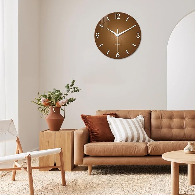 XFM Modern Wall Clock for Living Room Decor 24 Inch Large Brown Analog Wall - Image 2
