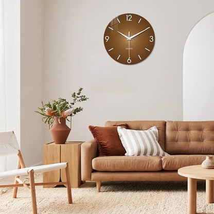 XFM Modern Wall Clock for Living Room Decor 20 Inch Large Brown Analog Wall - Image 2