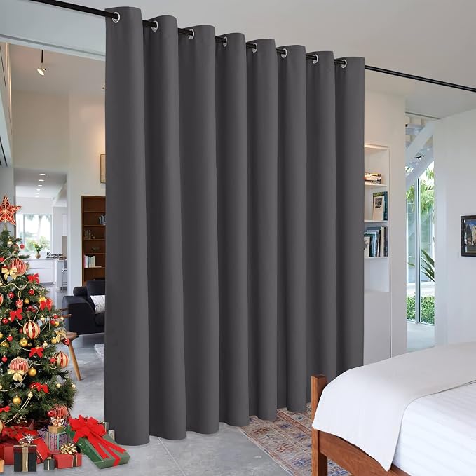 RYB HOME Gray Blackout Room Divider Curtain Large Wall Panel, Heavy Duty Energy by RYBHOME