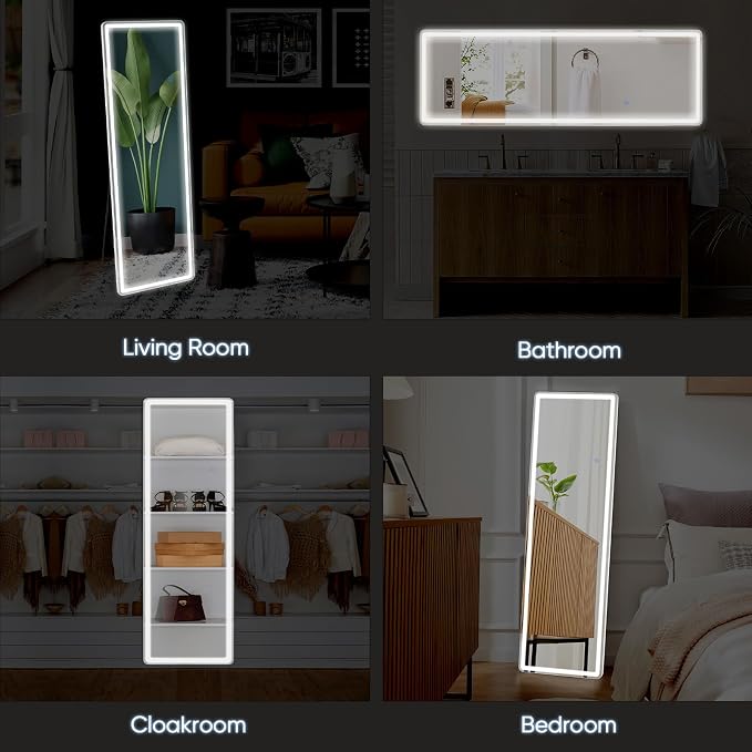 DUMOS LED Full Length Floor Mirror, 3 Color Lighting, Hanging or Leaning - Image 6