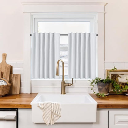 RYB HOME 100% Blackout Basement Curtains Over Sink 30 inches Long, Heat & UV by RYBHOME
