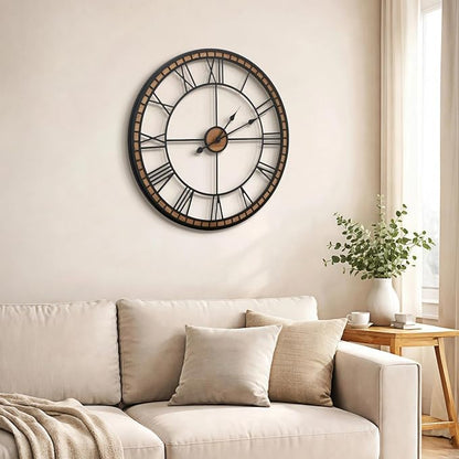 Micasso Large Farmhouse Wall Clock: 24 inch Modern Metal Black - Image 5