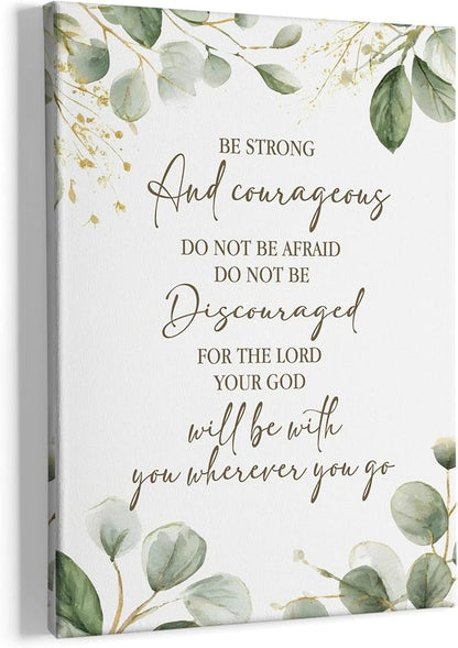 HIWX Christian Inspirational Wall Decor, Be Strong and Courageous Bible Verses by HIWX