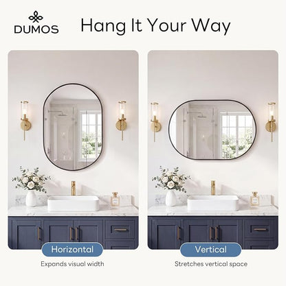 DUMOS 20" x 30" Oval Bathroom Mirror, Tempered Glass, Morden Vanity Mirror - Image 4