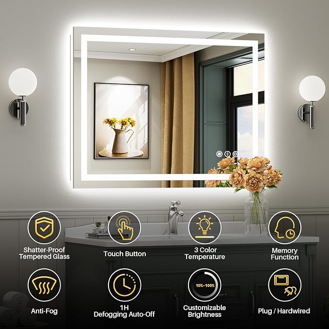 Briivue 40x30 Inch LED Bathroom Mirror - Image 2